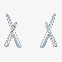 Diamond Addiction (G-H / I1-I2) Womens 1/10 CT. T.W. Lab Grown White Diamond Sterling Silver 14mm Hoop Earrings