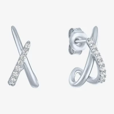 Diamond Addiction (G-H / I1-I2) Womens 1/10 CT. T.W. Lab Grown White Diamond Sterling Silver 14mm Hoop Earrings
