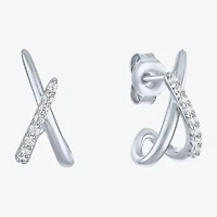 Diamond Addiction (G-H / I1-I2) Womens 1/10 CT. T.W. Lab Grown White Diamond Sterling Silver 14mm Hoop Earrings