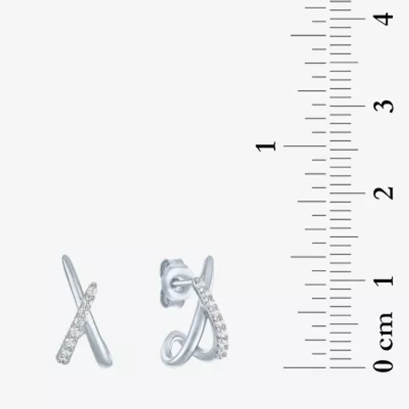 Diamond Addiction (G-H / I1-I2) Womens 1/10 CT. T.W. Lab Grown White Diamond Sterling Silver 14mm Hoop Earrings