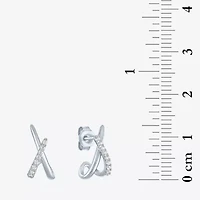 Diamond Addiction (G-H / I1-I2) Womens 1/10 CT. T.W. Lab Grown White Diamond Sterling Silver 14mm Hoop Earrings