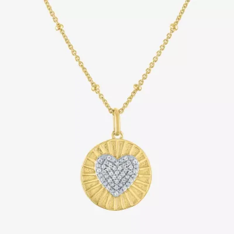 Diamond Addiction (G-H / I1-I2) Womens 1/10 CT. T.W. Lab Grown White Diamond 14K Gold Over Silver Sterling Silver Heart 18 Inch Pendant Necklace