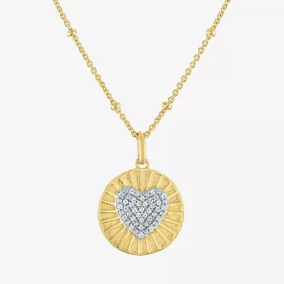 Diamond Addiction (G-H / I1-I2) Womens 1/10 CT. T.W. Lab Grown White Diamond 14K Gold Over Silver Sterling Silver Heart 18 Inch Pendant Necklace