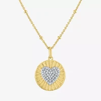 Diamond Addiction (G-H / I1-I2) Womens 1/10 CT. T.W. Lab Grown White Diamond 14K Gold Over Silver Sterling Silver Heart 18 Inch Pendant Necklace