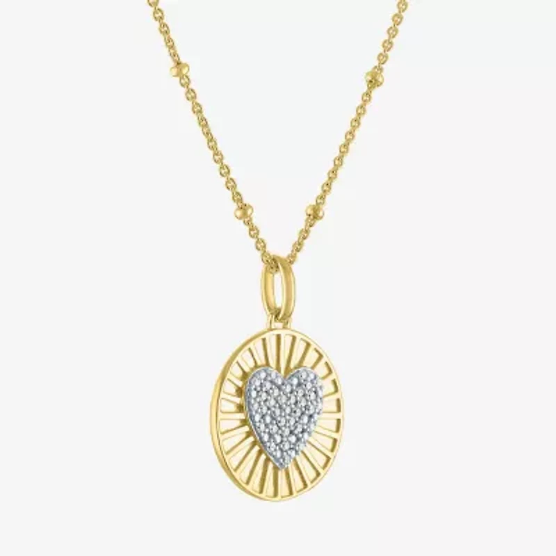 Diamond Addiction (G-H / I1-I2) Womens 1/10 CT. T.W. Lab Grown White Diamond 14K Gold Over Silver Sterling Silver Heart 18 Inch Pendant Necklace