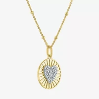 Diamond Addiction (G-H / I1-I2) Womens 1/10 CT. T.W. Lab Grown White Diamond 14K Gold Over Silver Sterling Silver Heart 18 Inch Pendant Necklace