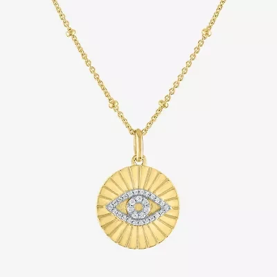 Diamond Addiction (G-H / I1-I2) Womens 1/10 CT. T.W. Lab Grown White Diamond 14K Gold Over Silver Sterling Silver Evil Eye 18 Inch Pendant Necklace
