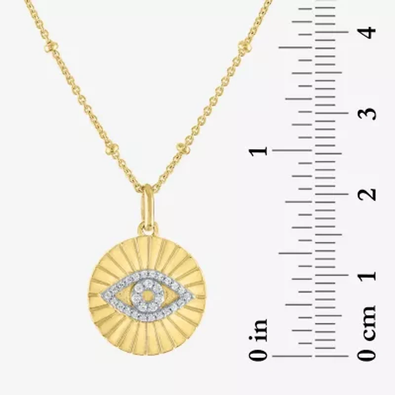 Diamond Addiction (G-H / I1-I2) Womens 1/10 CT. T.W. Lab Grown White Diamond 14K Gold Over Silver Sterling Silver Evil Eye 18 Inch Pendant Necklace