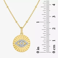 Diamond Addiction (G-H / I1-I2) Womens 1/10 CT. T.W. Lab Grown White Diamond 14K Gold Over Silver Sterling Silver Evil Eye 18 Inch Pendant Necklace