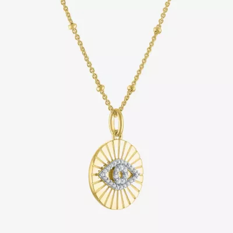 Diamond Addiction (G-H / I1-I2) Womens 1/10 CT. T.W. Lab Grown White Diamond 14K Gold Over Silver Sterling Silver Evil Eye 18 Inch Pendant Necklace