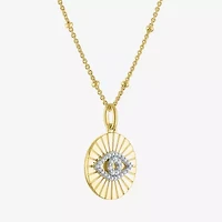 Diamond Addiction (G-H / I1-I2) Womens 1/10 CT. T.W. Lab Grown White Diamond 14K Gold Over Silver Sterling Silver Evil Eye 18 Inch Pendant Necklace