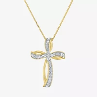 Diamond Blossom (G-H / I1-I2) Womens 1/4 CT. T.W. Lab Grown White Diamond 14K Gold Over Silver Sterling Silver Cross 16 Inch Pendant Necklace
