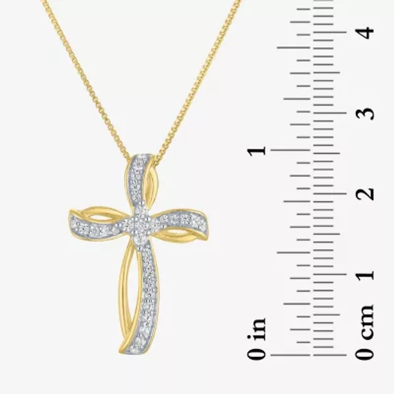 Diamond Blossom (G-H / I1-I2) Womens 1/4 CT. T.W. Lab Grown White Diamond 14K Gold Over Silver Sterling Silver Cross 16 Inch Pendant Necklace