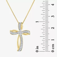 Diamond Blossom (G-H / I1-I2) Womens 1/4 CT. T.W. Lab Grown White Diamond 14K Gold Over Silver Sterling Silver Cross 16 Inch Pendant Necklace
