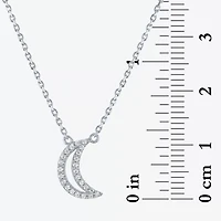 (G-H / I1-I2) Womens 1/10 CT. T.W. Lab Grown White Diamond Sterling Silver Moon 16 Inch Pendant Necklace