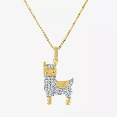 Llama" (G-H / I1-I2)" Womens 1/10 CT. T.W. Lab Grown White Diamond 14K Gold Over Silver Sterling Silver 18 Inch Pendant Necklace