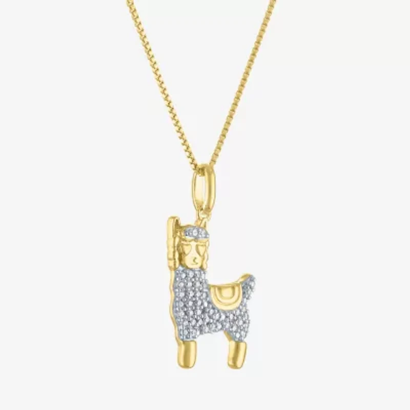 Llama" (G-H / I1-I2)" Womens 1/10 CT. T.W. Lab Grown White Diamond 14K Gold Over Silver Sterling Silver 18 Inch Pendant Necklace