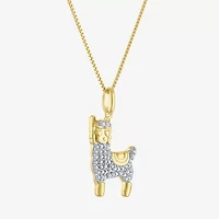 Llama" (G-H / I1-I2)" Womens 1/10 CT. T.W. Lab Grown White Diamond 14K Gold Over Silver Sterling Silver 18 Inch Pendant Necklace