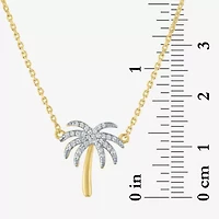 Palm Tree" (G-H / I1-I2)" Womens 1/10 CT. T.W. Lab Grown White Diamond 14K Gold Over Silver Sterling Silver 16 Inch Pendant Necklace