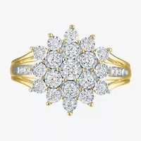(G-H/ I1-I2) Womens 1/2 CT. T.W. Lab Grown White Diamond 14K Gold Over Silver Cocktail Ring
