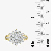 (G-H/ I1-I2) Womens 1/2 CT. T.W. Lab Grown White Diamond 14K Gold Over Silver Cocktail Ring