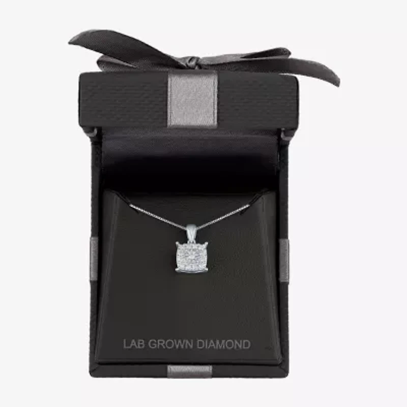 (G-H/ I1-I2) Womens 1/4 CT. T.W. Lab Grown White Diamond Sterling Silver Cushion 18 Inch Pendant Necklace