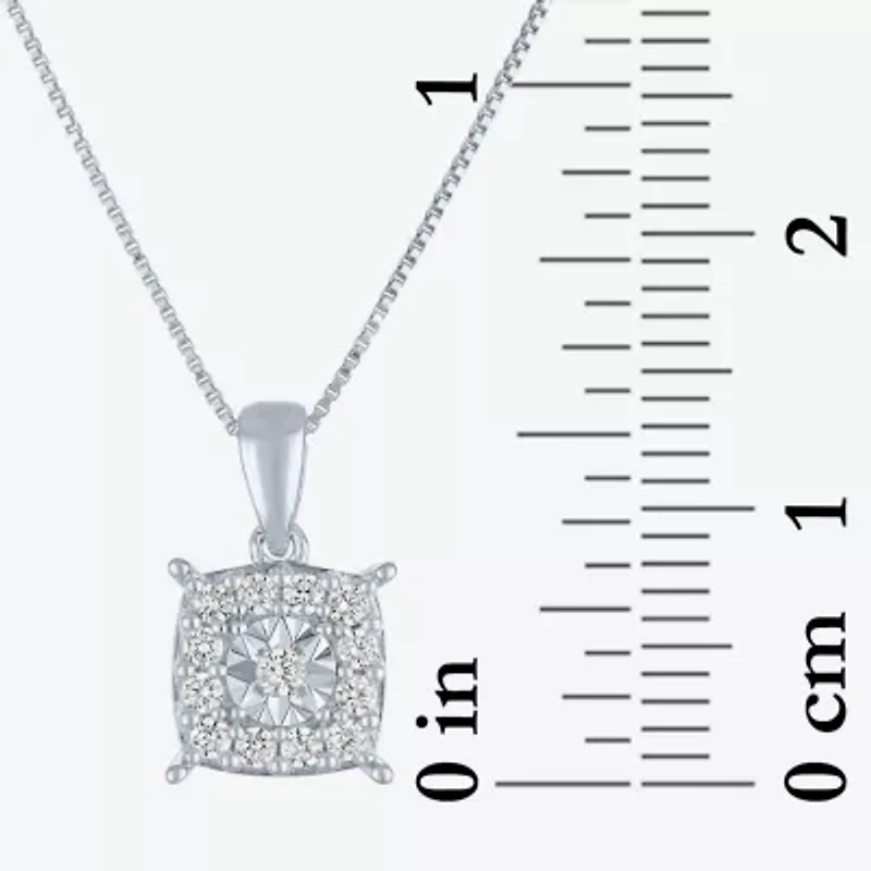 (G-H/ I1-I2) Womens 1/4 CT. T.W. Lab Grown White Diamond Sterling Silver Cushion 18 Inch Pendant Necklace