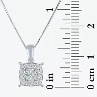(G-H/ I1-I2) Womens 1/4 CT. T.W. Lab Grown White Diamond Sterling Silver Cushion 18 Inch Pendant Necklace