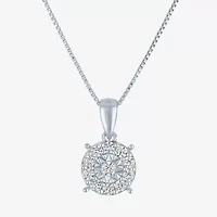 (G-H/ I1-I2) Womens 1/4 CT. T.W. Lab Grown White Diamond Sterling Silver Round 18 Inch Pendant Necklace