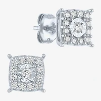 (G-H/ I1-I2) 1/4 CT. T.W. Lab Grown White Diamond Sterling Silver Cushion Stud Earrings