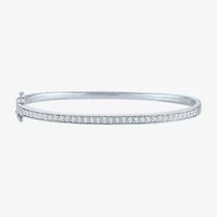 (I1-I2/ G-H) Womens 1/10 CT. T.W. Lab Grown White Diamond Wheat Sterling Silver Bangle Bracelet