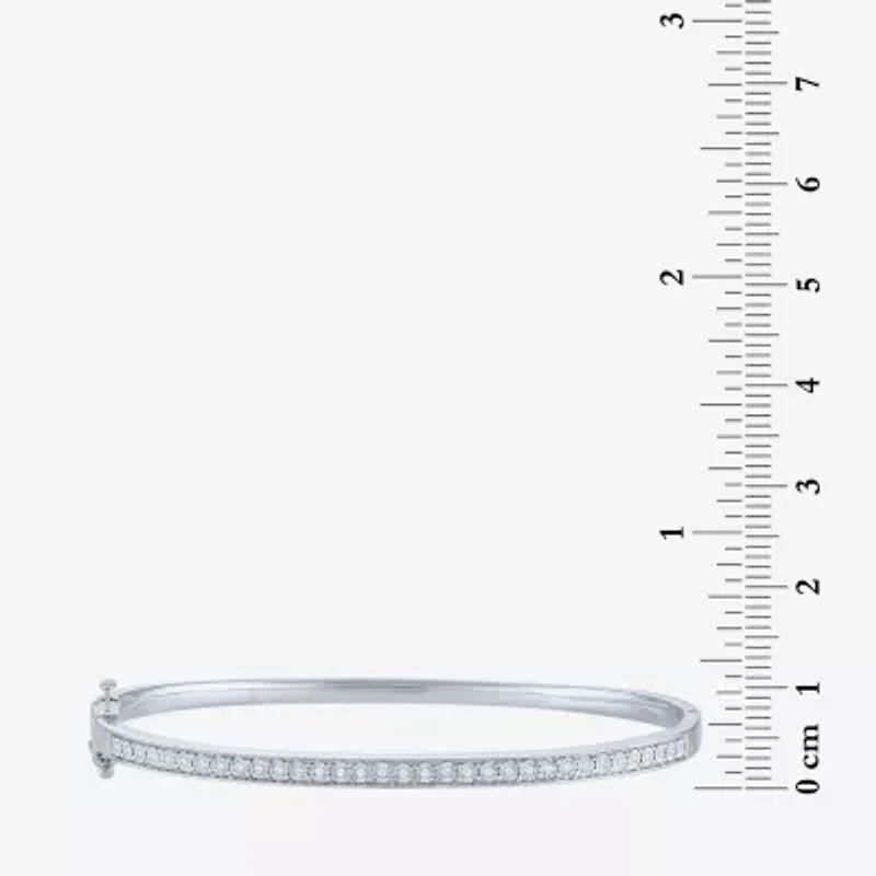 (G-H, Si2-I1) Womens 1/10 CT. T.W. Lab Grown White Diamond 14K Gold Over Silver Bangle Bracelet