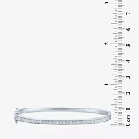 (G-H, Si2-I1) Womens 1/10 CT. T.W. Lab Grown White Diamond 14K Gold Over Silver Bangle Bracelet
