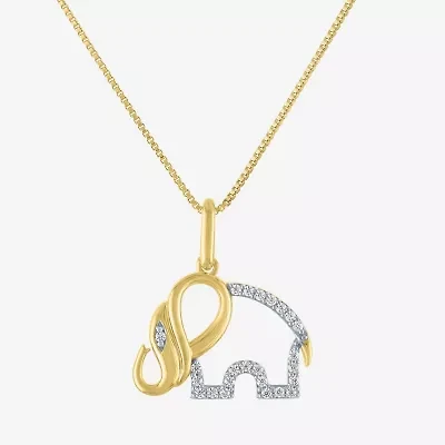 (G-H / I1-I2) Elephant Womens 1/10 CT. T.W. Lab Grown White Diamond 14K Gold Over Silver Sterling Silver 18 Inch Pendant Necklace