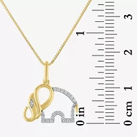 (G-H / I1-I2) Elephant Womens 1/10 CT. T.W. Lab Grown White Diamond 14K Gold Over Silver Sterling Silver 18 Inch Pendant Necklace