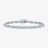 (I1-I2/ G-H) Womens Sterling Silver 7.25 Inch Heart Chain Bracelet