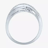 (I1-I2/ G-H) Womens 1/10 CT. T.W. Lab Grown White Diamond Sterling Silver Crossover Band