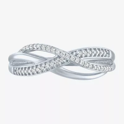 (I1-I2/ G-H) Womens 1/10 CT. T.W. Lab Grown White Diamond Sterling Silver Crossover Band