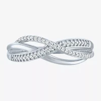 (I1-I2/ G-H) Womens 1/10 CT. T.W. Lab Grown White Diamond Sterling Silver Crossover Band