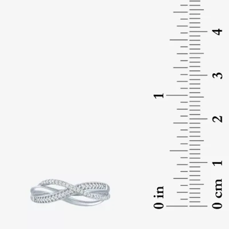 (I1-I2/ G-H) Womens 1/10 CT. T.W. Lab Grown White Diamond Sterling Silver Crossover Band