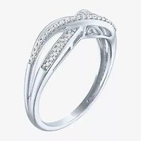 (I1-I2/ G-H) Womens 1/10 CT. T.W. Lab Grown White Diamond Sterling Silver Crossover Band