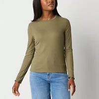 a.n.a Ribbed Womens Crew Neck Long Sleeve T-Shirt