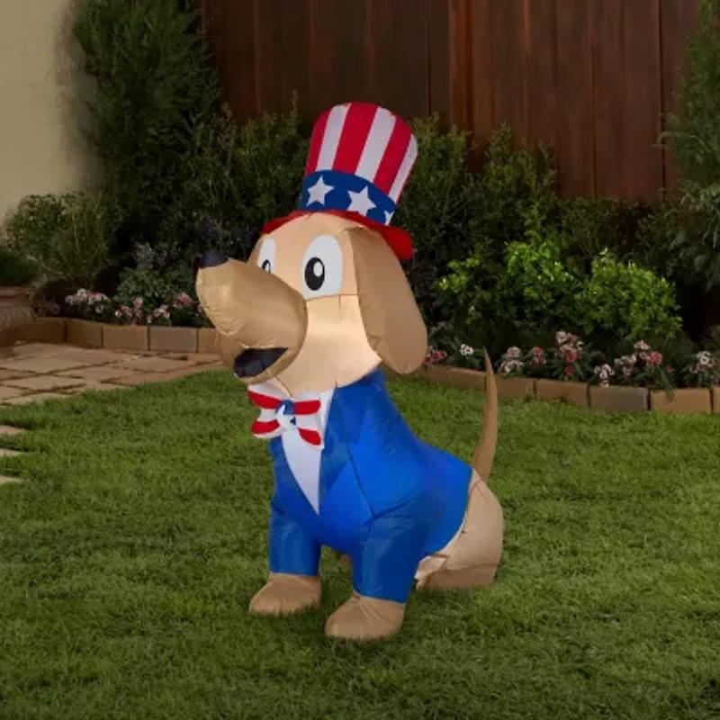 National Tree Co. 60in Airblown Patriotic Pooch Christmas Porch Sign