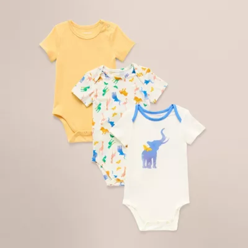 Proudly™ Baby Unisex Round Neck Short Sleeve 3-pc. Bodysuit