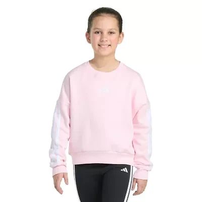 adidas Big Kid Girls Crew Neck Fleece Embroidered Long Sleeve Sweatshirt