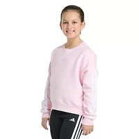 adidas Big Kid Girls Crew Neck Fleece Embroidered Long Sleeve Sweatshirt