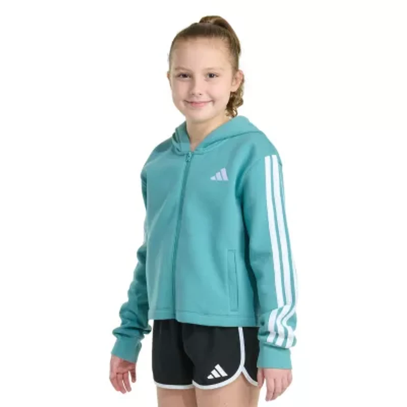 adidas Big Kid Girls Long Sleeve Embroidered Fleece Zipper Hoodie