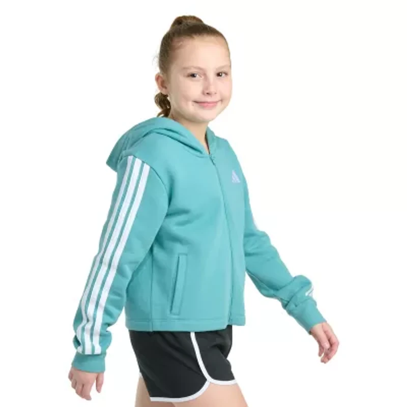 adidas Big Kid Girls Long Sleeve Embroidered Fleece Zipper Hoodie