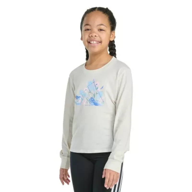 adidas Big Kid Girls Crew Neck Long Sleeve Graphic T-Shirt