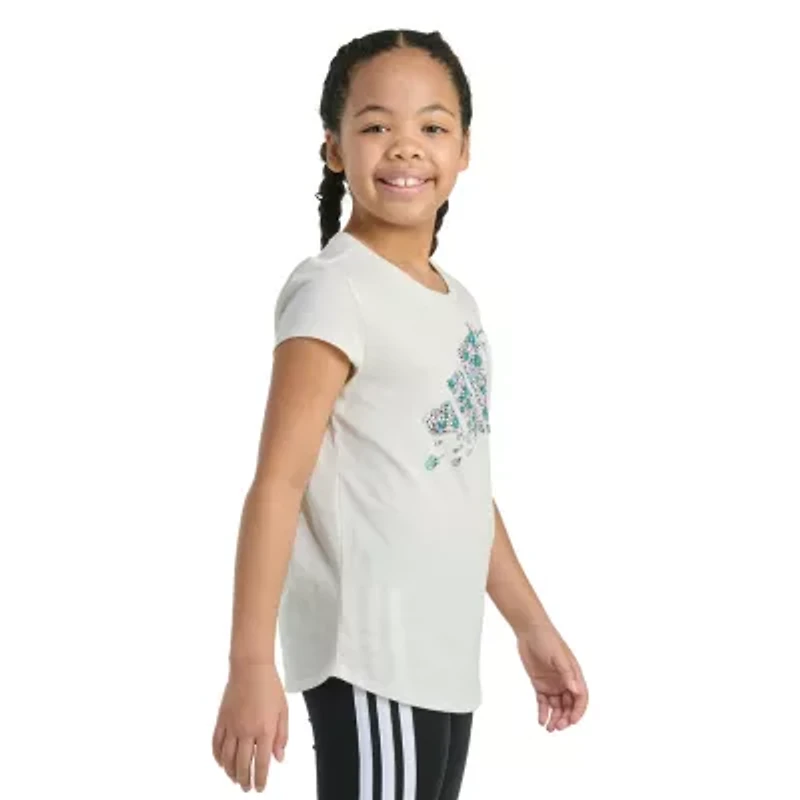 adidas Big Kid Girls Crew Neck Short Sleeve Regular Fit Graphic T-Shirt